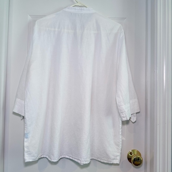 McLaughlin Riviera Linen Blend White Blouse Top Size XL - Picture 3 of 9